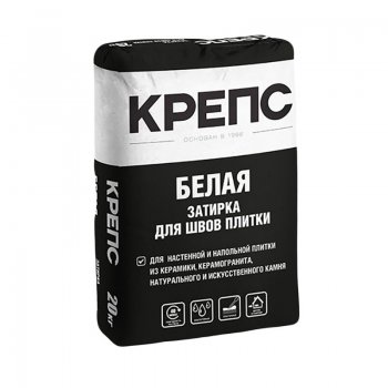 Затирка Крепс, влагостойкая, белая, 20 кг в Екатеринбурге - cmo-k.ru